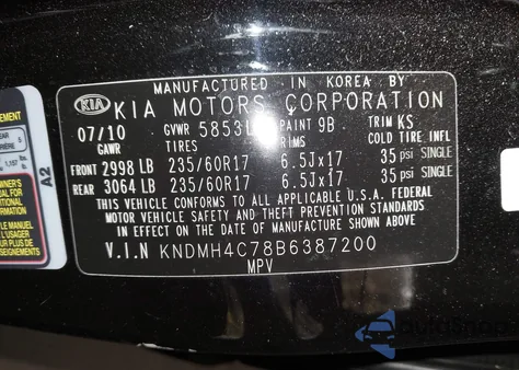 2011 Kia Sedona Ex z USA, uszkodzony, nr VIN KNDMH4C78B6387200